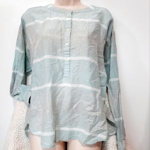 Loft Blue Rose Gold Stripes Long Sleeve Shirt